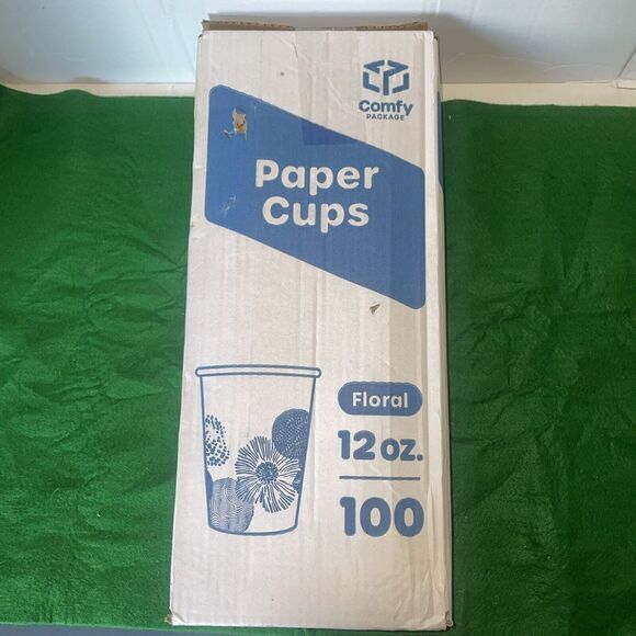 Comfy Packages Of 100 12oz. Floral Paper Cups - Picture 3 of 4